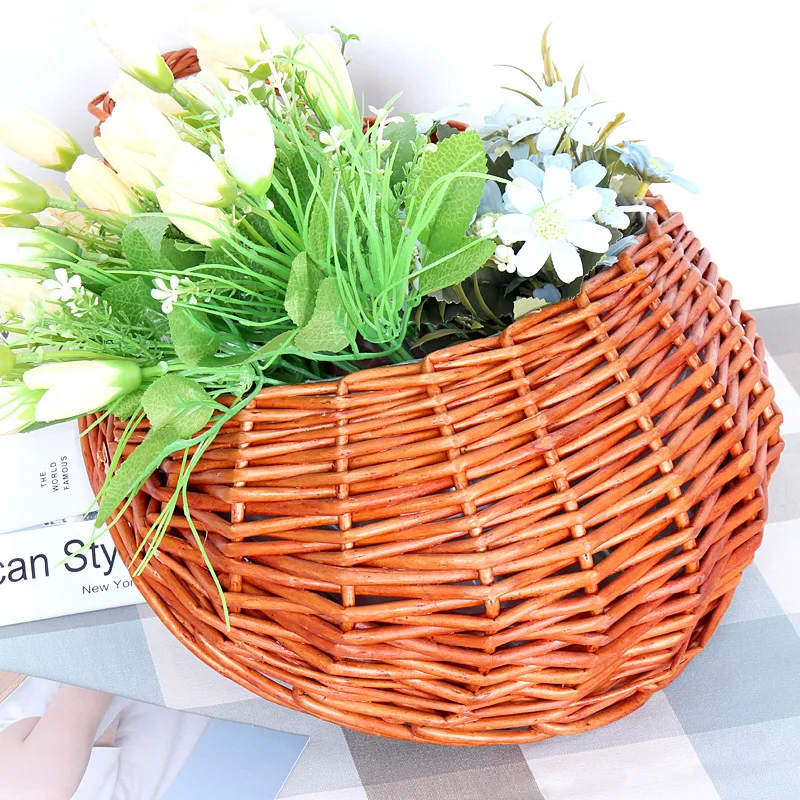 

Semicircle Hanging Basket Wicker Wall Hanging Hand-woven Plant Hotel Garden Living Room Flower Basket Rattan Storage Basket