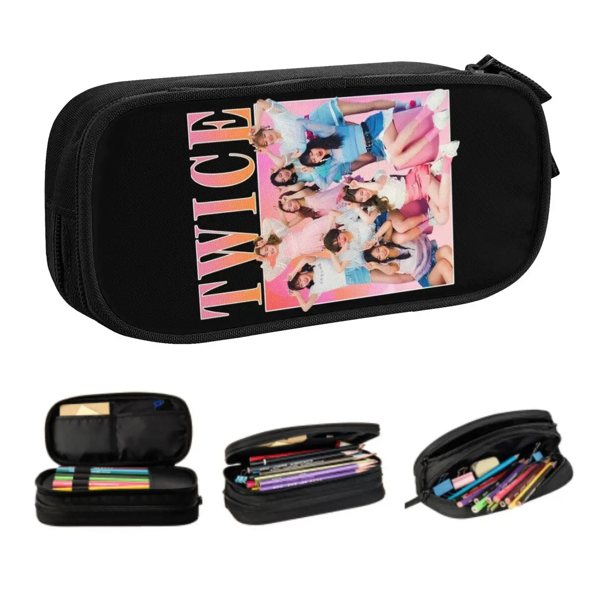 Custom Kawaii Beauty Kpop Twiceed Lovely Pencil Cases for Boy Girl Large Storage Pencil Pouch Stationery