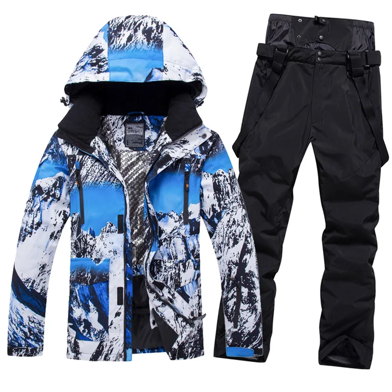 New Men Women Snow Wear Waterproof Ski Suit Set Snowboard Clothing Outdoor Costumes Fashion Winter Jackets + Straps Pants