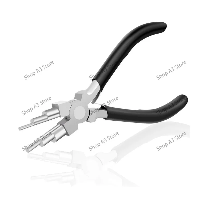 6 in 1 Carbon Steel Round Nose Jewelry Pliers Bail Making Pliers DIY Hand Tool Metal Lobster Buckle Earring Hooks Six-section