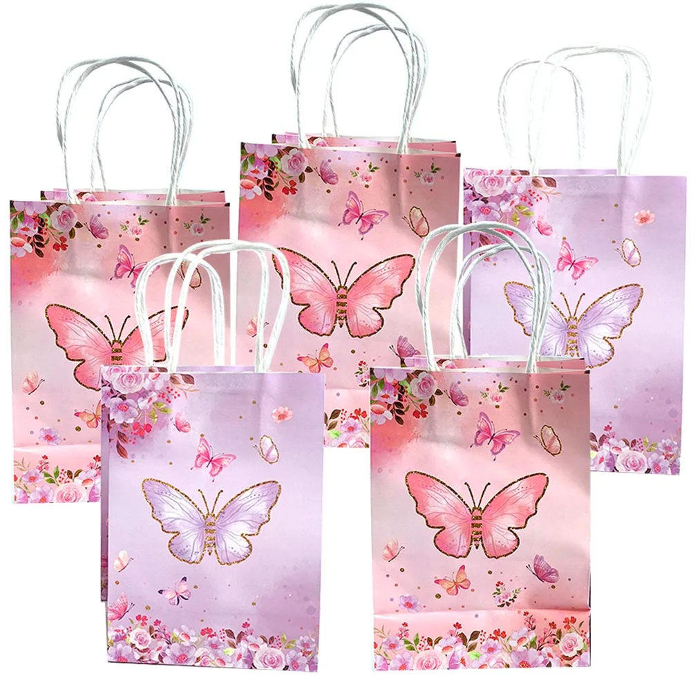 4/8/12/16/20pcs sacchetti regalo per feste a farfalla sacchetti di carta colorati sacchetti per dolcetti bambini farfalla decorazione per feste di