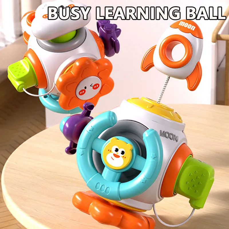 Baby Puzzle Toy Montessori Sensory Quiet Busy Cube Spinning Top Activity Motor Skills Development Travel Toy for 8-24 Months