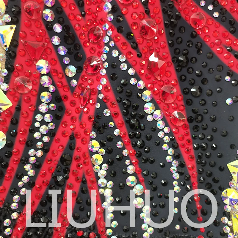 LIUHUO Body da ginnastica ritmica Rosso Nero Prestazioni da cheerleader competitive per bambini