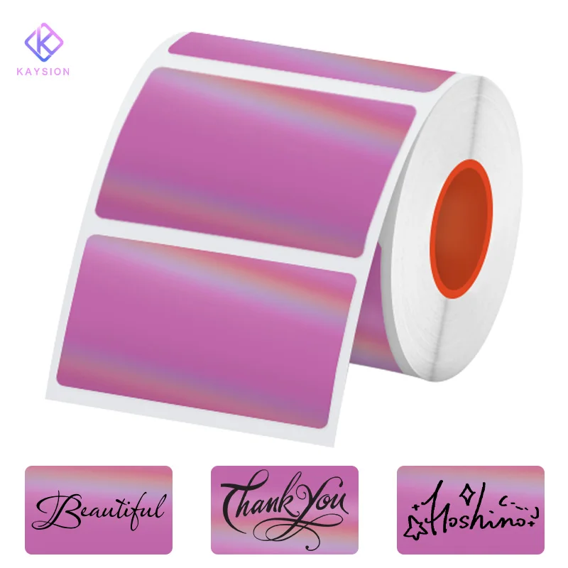 

KAYSION 1 Roll Purple Holographic Labels, Waterproof & Oil-Proof, Multi-Purpose Self-Adhesive Labels for Home and Commercial Use