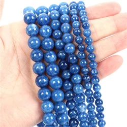 Fashion Natural Stone Kyanite Charm Loose Bead DIY Round Beads Jewelry Accessories