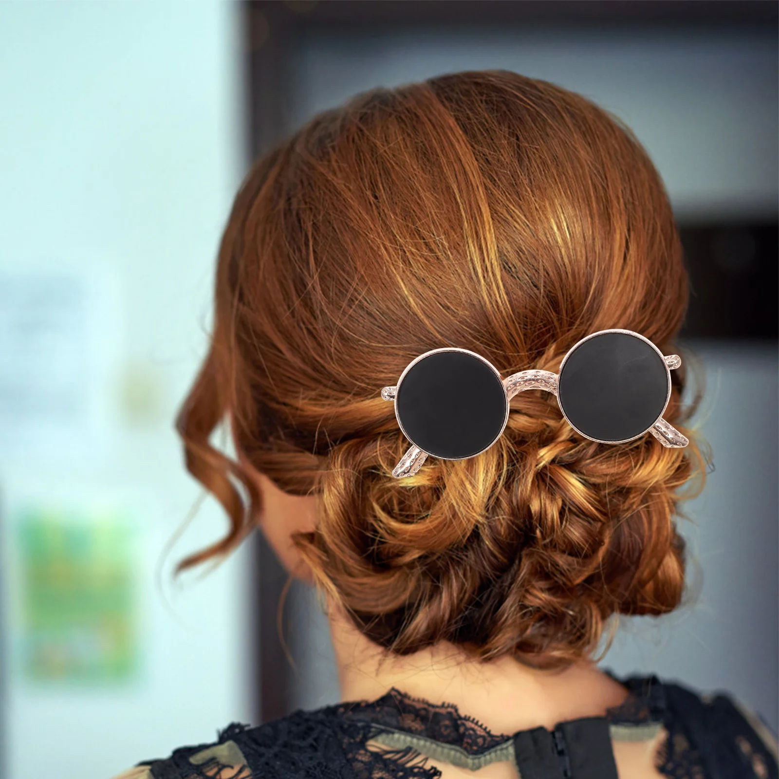 Sunglasses Shape Hairpin Metal Accessory Girls Headdress Creative Headwear Vintage Snap Clip Smooth Alloy Elastic Spring