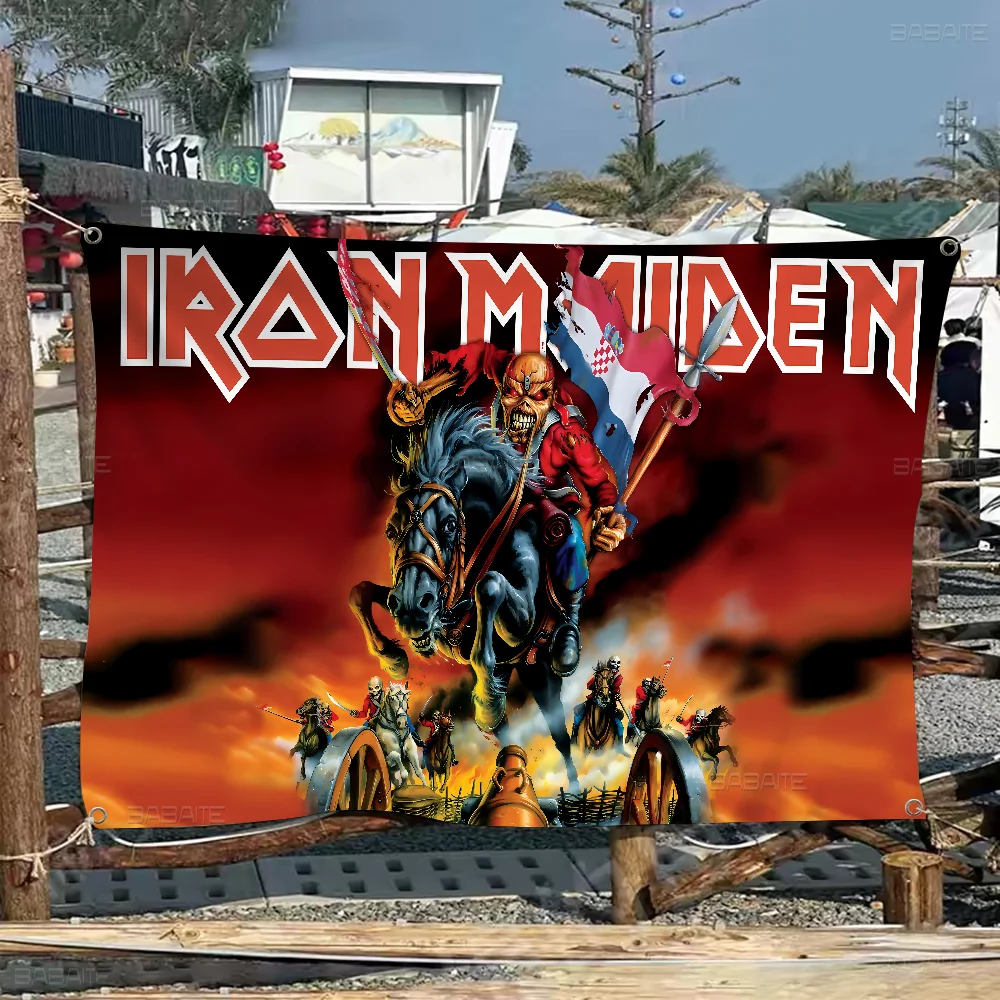 Band I-Iron M-Maiden Creative Pattern Hanging Flag Polyester Printed Banner Hand Pulled Flag