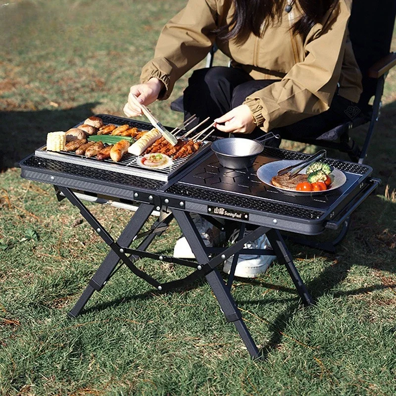 

Be suitable for Outdoor Portable Folding Table Picnic Table Camping Table Aluminum Alloy Portable Picnic Barbecue Iron