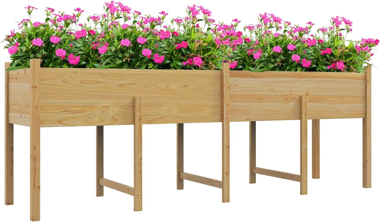 

Wooden Raised Garden Bed with Legs, Large Elevated Planter Box with Bed Liner and Drain Holes for Vegetables Flowers Herbs, Outd