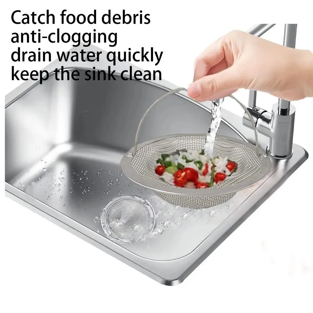 

1/2/3-Piece Stainless Steel Sink Strainer With Handle 4.4" Diameter Drain Strainer Heavy Duty Universal Fit Sink Stopper Kitchen