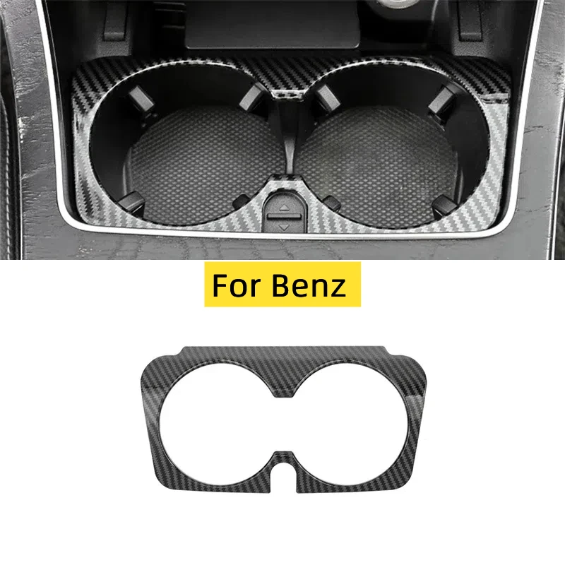 

For Mercedes Benz C E GLC W205 W213 X253 2016-2021 Car Carbon Fiber Texture Gear Shift Panel Water Cup Holder Frame Trim Cover