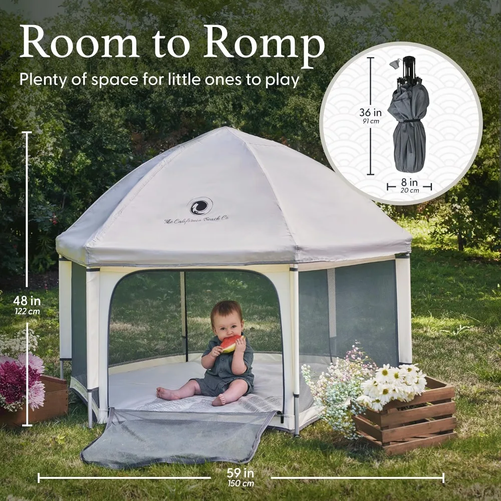 Indoor & Outdoor Baby Playpen for Babies and Toddlers - Baby Beach Tent, Foldable, Portable W/Canopy, Travel Bag