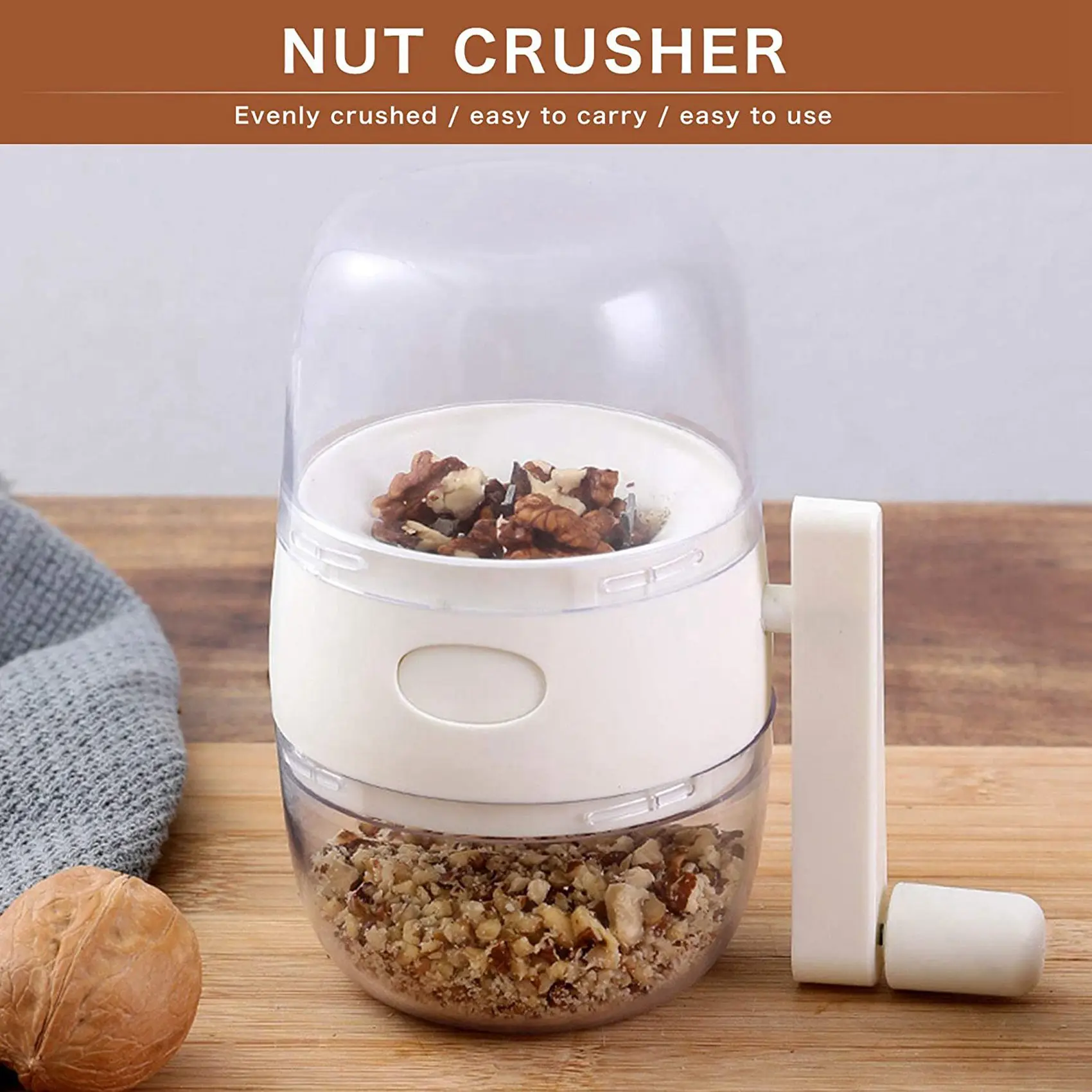 A36T-2X Nut Chopper Grinder Hand Crank For Nuts Walnut Pecans, Kitchen Multichopper Shredder For Making Toppings