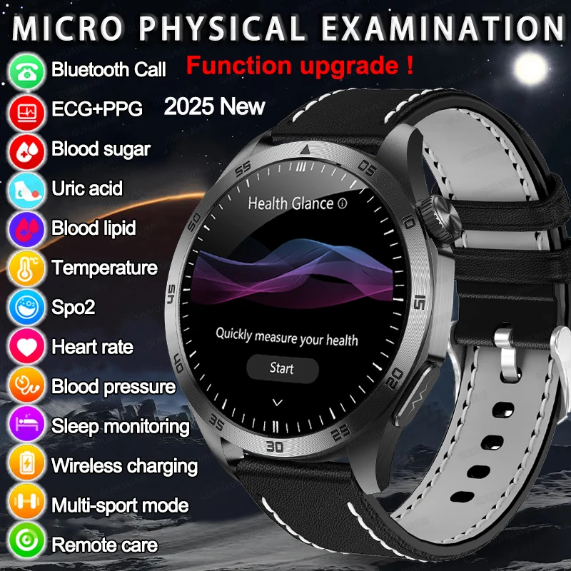 2025 Nuovo Micro Esame Fisico Lipidi nel sangue Acido urico Glucosio nel sangue Smart Watch ECG +
