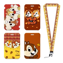 Disney Chip Dale Lanyards Keychain Cute Badge Holder ID Credit Card Hang Rope Bank Credit Card Holder Keys Accessories Gifts