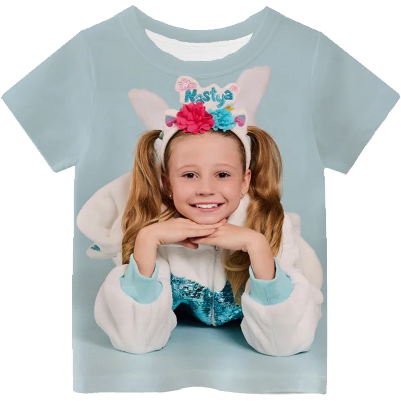 Cute Girl Nastya T Shirts Children Like Nastya 3D Print T-shirt Toddler Kawaii Tops Summer Short Sleeve Camiseta Kids Clothing