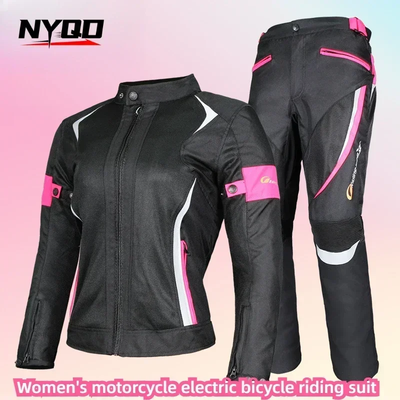 

Motorcycle Electric Bicycle Riding Suit Women's Waterproof Motorcycle Slim Fit and Anti Fall Racing Suit Wear Protective Gear