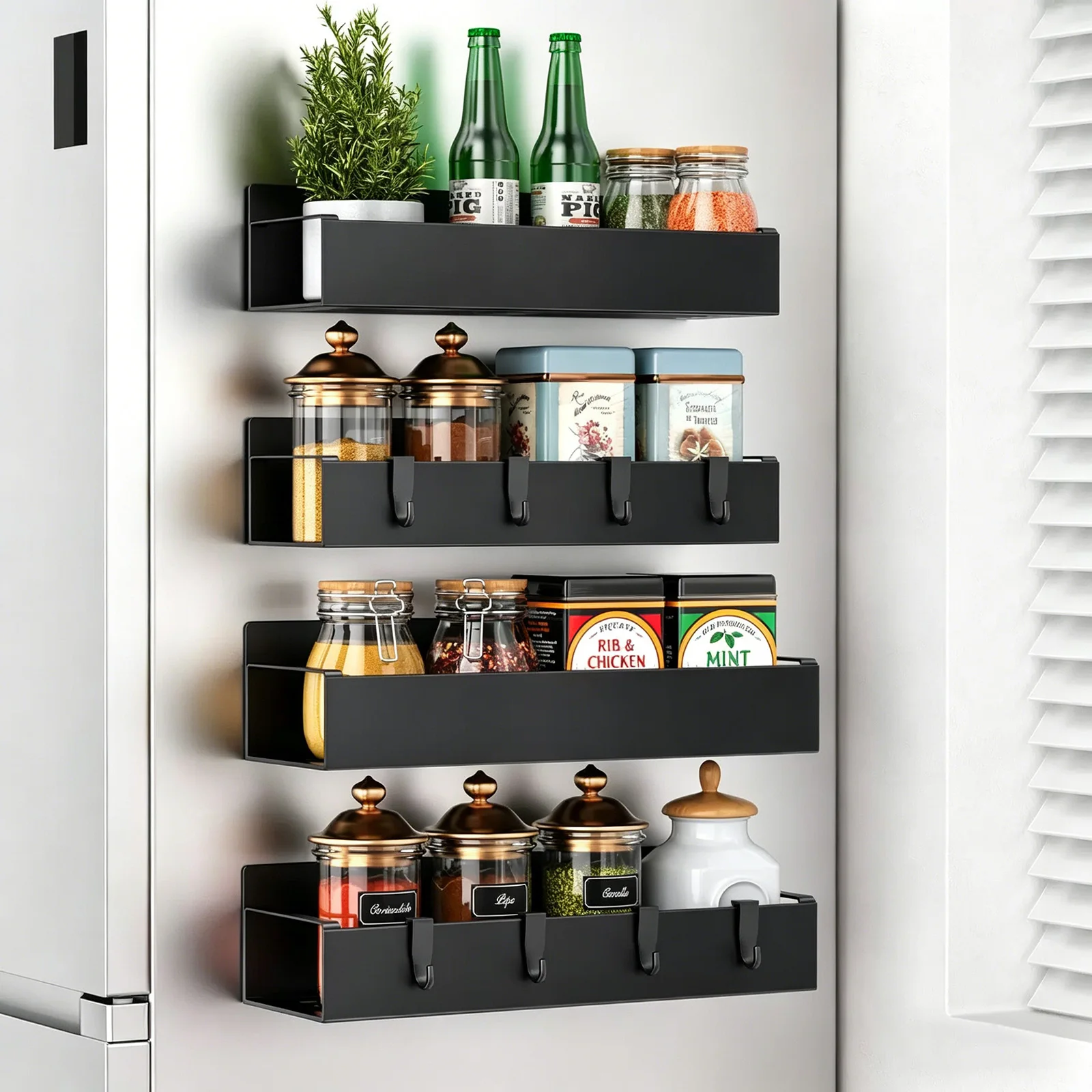 Magnetisches Kühlschrank-Seitenregal, Bohrfreies Waschmaschinenregal, Multifunktionales Küchen-Haushalts-Aufbewahrungsregal