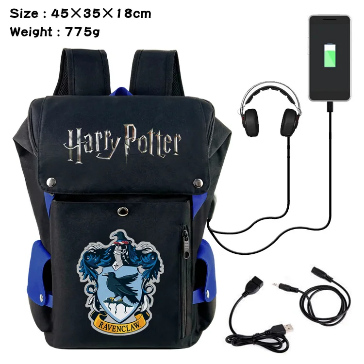 Harris Potter Backpack Hogwarts Academy Badge Student Backpack Gryffindor USB Rechargeable Travel Computer Bag School Gift