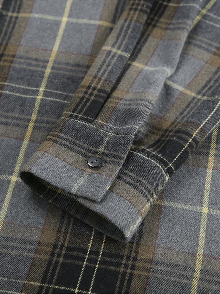 Primavera Autunno Nuovi Top Moda Camicia da donna scozzese allentata Camicette a maniche lunghe con risvolto vintage Elegante top classico Abbigliamento femminile