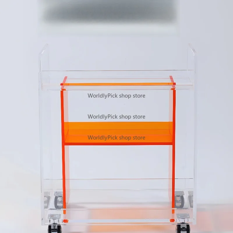 Modern Small Acrylic Trolley, Simple Light Mobile Storage Rack, Sofa Side Table, Bedside Table