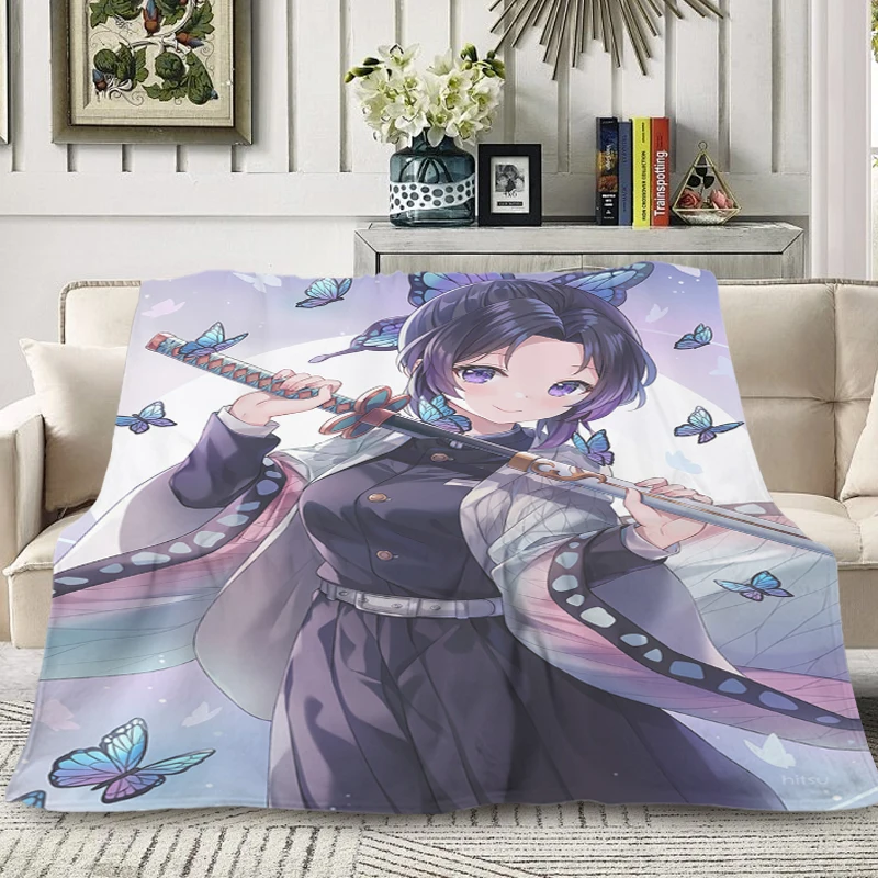 Fleece Blanket T-Demon Slayers Soft Blankets for Winter Microfiber Bedding King Size Blanket Warm Knee Bed Camping Custom Anime