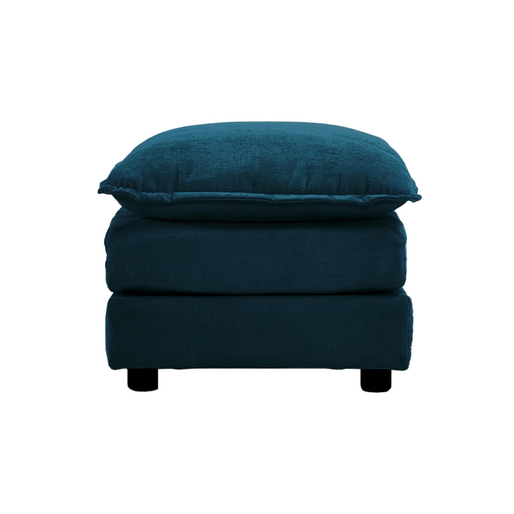 Chenille Fabric Ottomans Footrest To Combine with 2 Seater Sofa, 3 Seater Sofa and 4 Seater Sofa, Blue Chenille