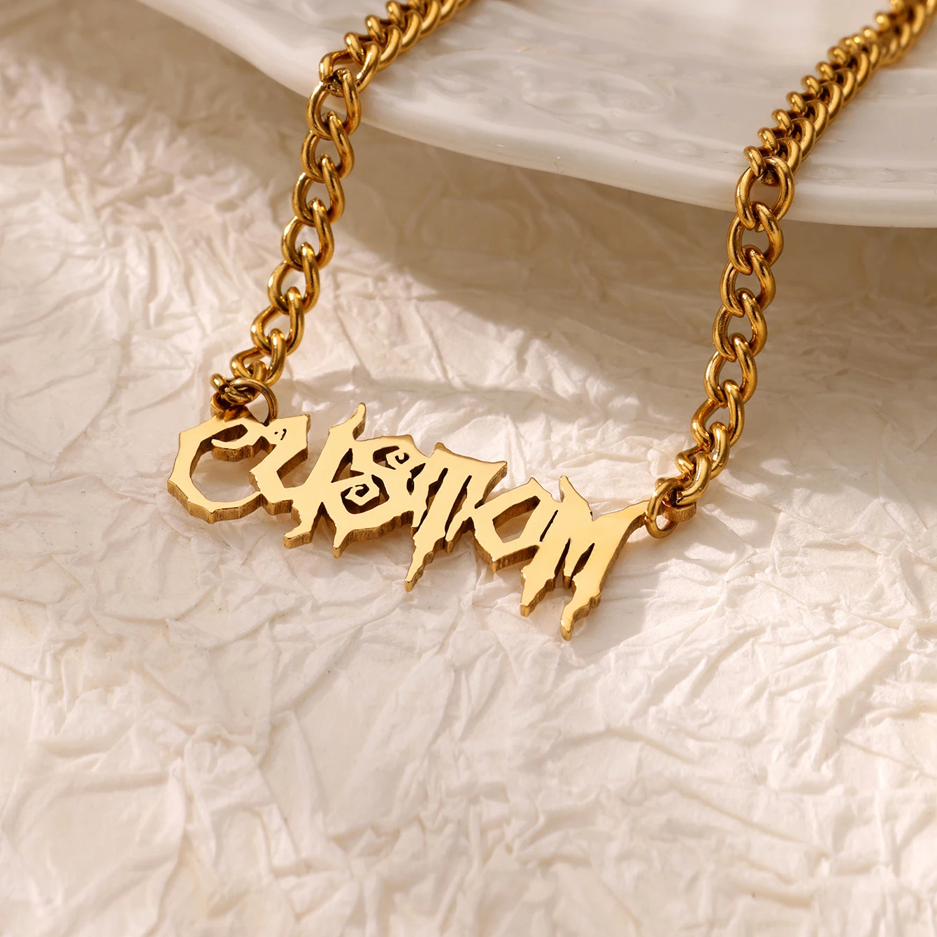 Custom Name Necklaces For Women Men Stainless Steel Thick Cuban Chain Customized Necklace Pendant Personalized Neck Jewelry Gift view 3