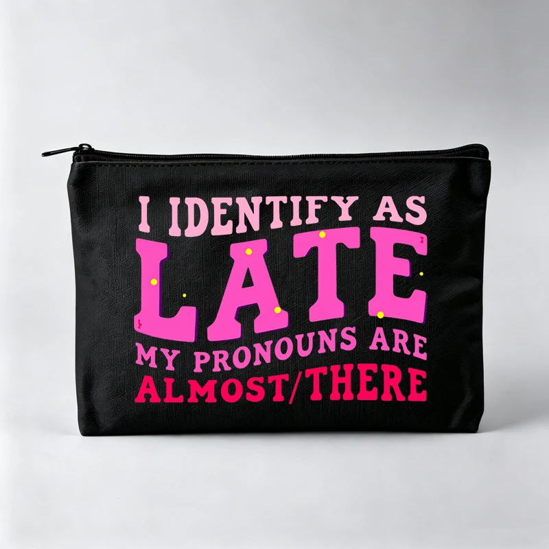 Women's Slogan-Style Graphic Makeup Bag, Casual Cosmetic Pouch for Daily Use