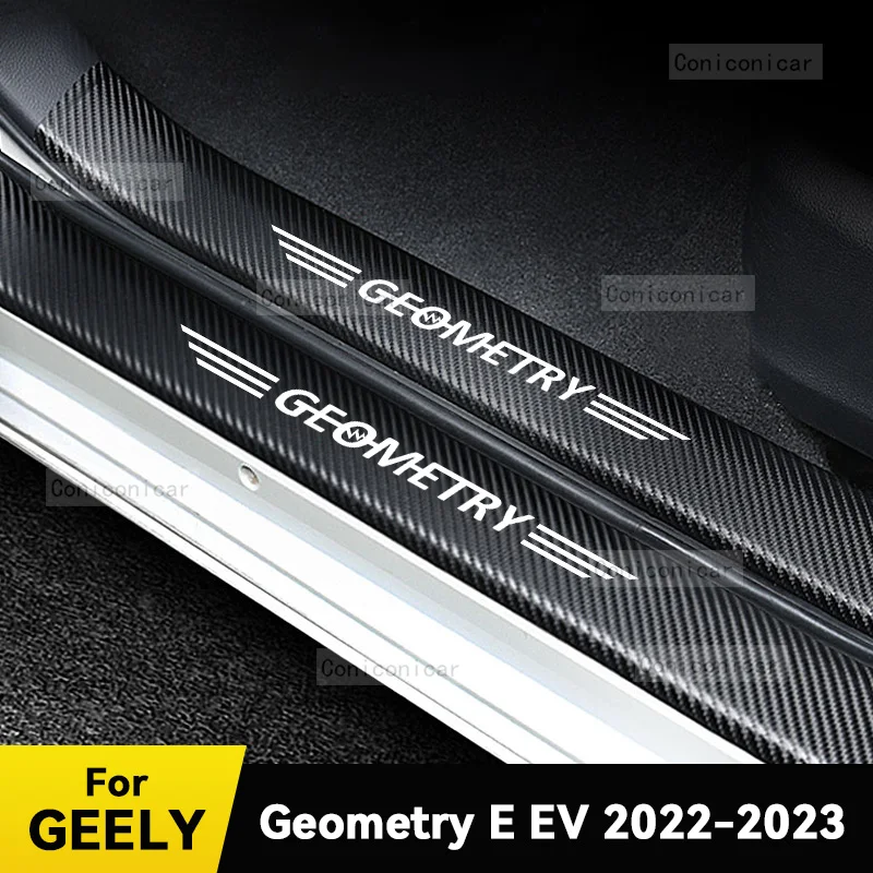 For GEELY Geometry E EV  2022 2023 Car Door Sill Scuff Plate Pedal Decor Carbon Fiber Waterproof Protector Sticker Accessories