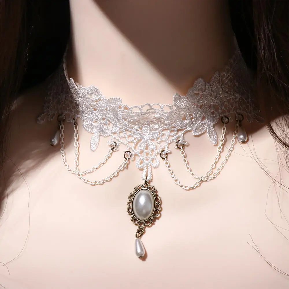 Fashion Retro Wedding Lace Bride Statement Women Choker Collar Bridal Necklace Jewelry