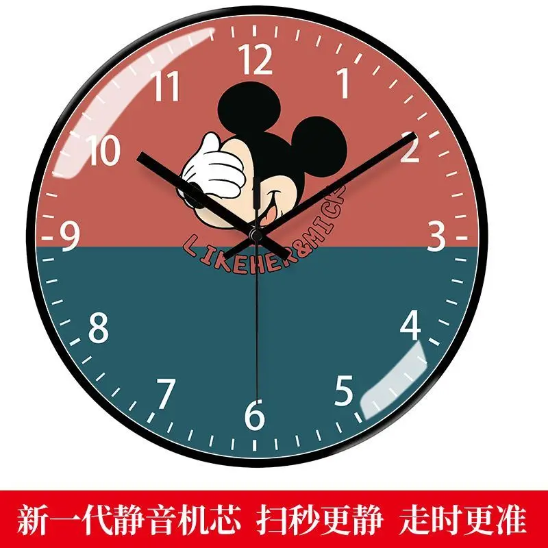 Reloj de pared de salón creativo Mickey y Minnie dibujos animados kawaii reloj de pared del dormitorio de los niños reloj de cuarzo silencioso de dibujos animados