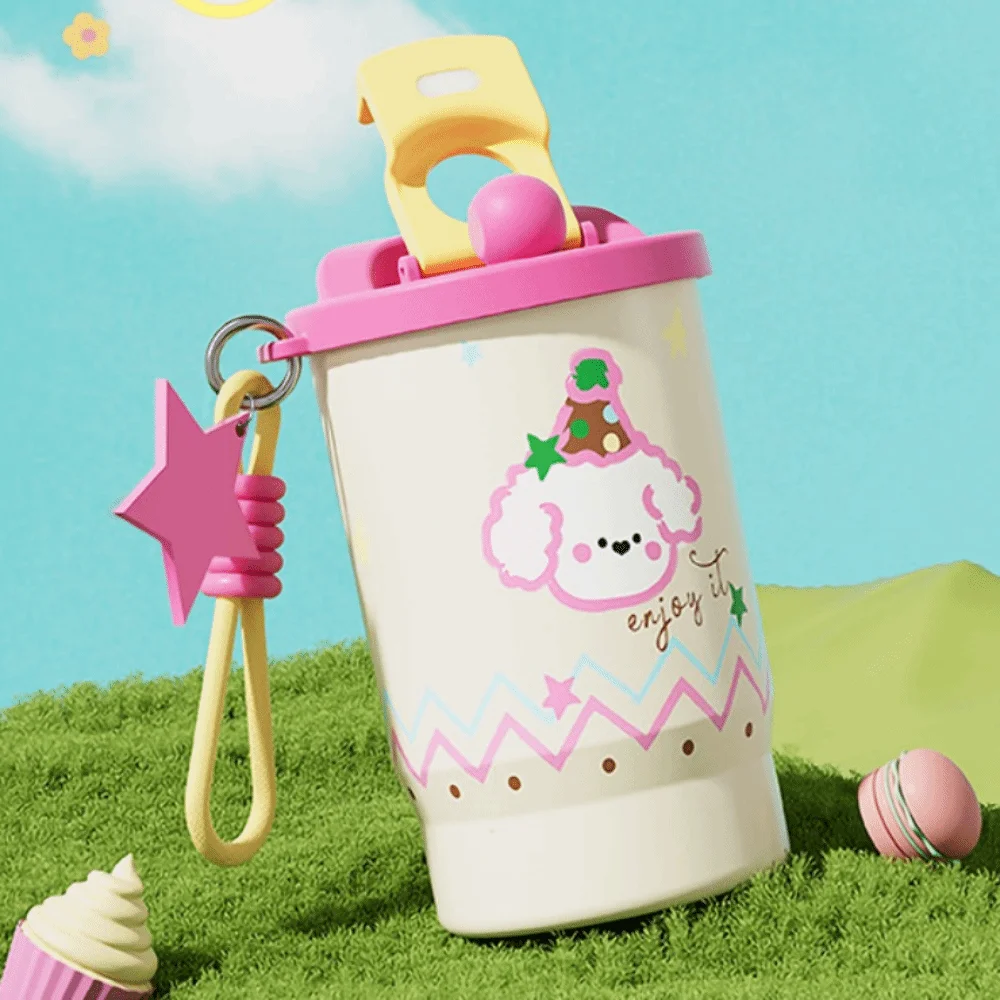 

Stainless Steel Double Drink Insulated Cup Leak-Proof Vacuum Insulated Vacuum Straw Cup Cartoon with Straw Coffee Cup Travel