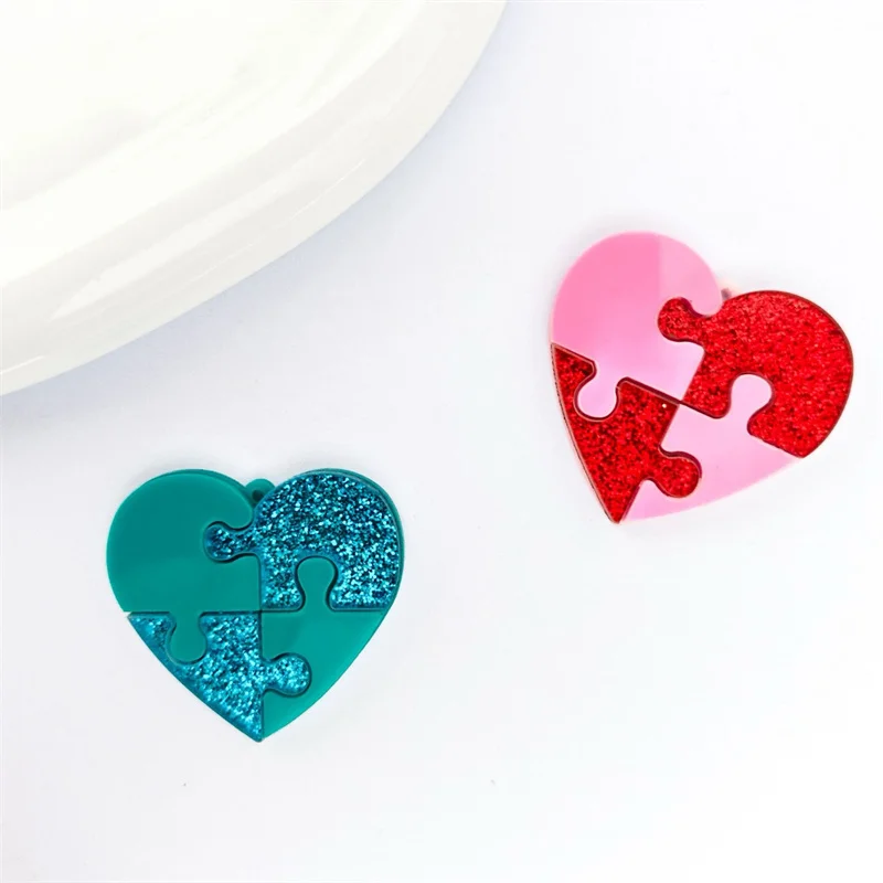 

Wholesale 40pcs/lot color pattern print cartoon hearts shape acrylic beads diy jewelry garment hair accessory