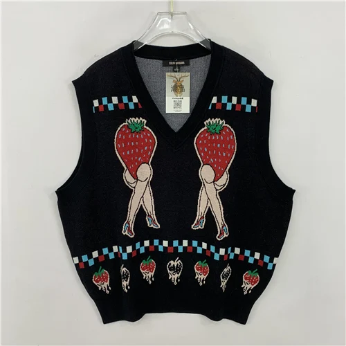 Vintage oversized gebreide trui vest kleur Blo patroon wolmix open vest Sweet Sle lente herfst winterkleding