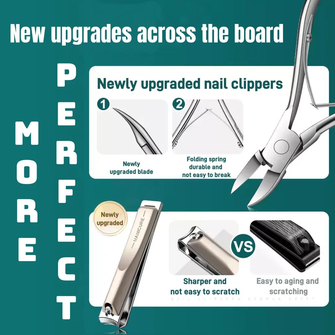 CMGF 12 ชิ้นชุดดูแลส่วนบุคคลพร้อมกระเป๋าหนัง, กรรไกรตัดเล็บ, กรรไกรตัดเล็บเฉียง, ก้ามหนังกําพร้า, Pusher ผิวที่ตายแล้ว