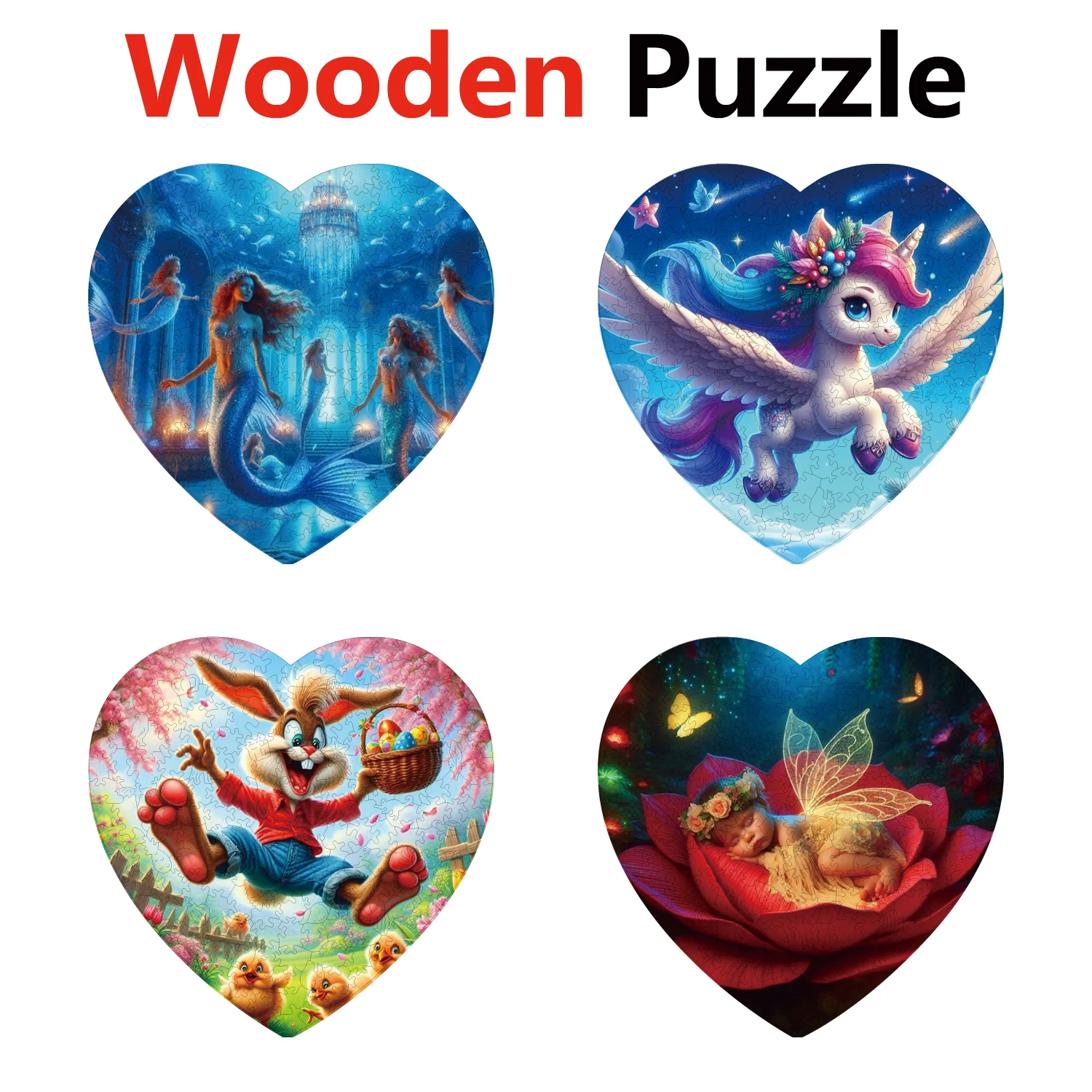 

Mermaid Pegasus Rabbit Flower Fairy Animal Puzzles High Quality Jigsaw Puzzle Wooden Puzzle Best Christmas Gift