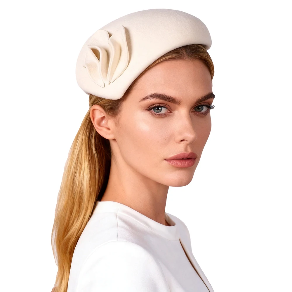 Czerwono-zielony wełniany kapelusz typu pillbox w stylu vintage, elegancki kapelusz kościelny dla kobiet, fascynator na przyjęcie herbaciane, beret, czapka, chapeau femme 2026 — zdjęcie 3