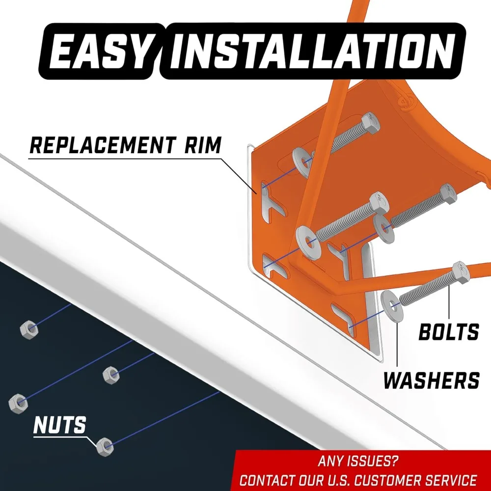 حافة كرة سلة فولاذية مقاس 18 بوصة - تصميم ثابت أو منفصل - تركيب سهل للمرآب والممر للرياضات الخارجية #6