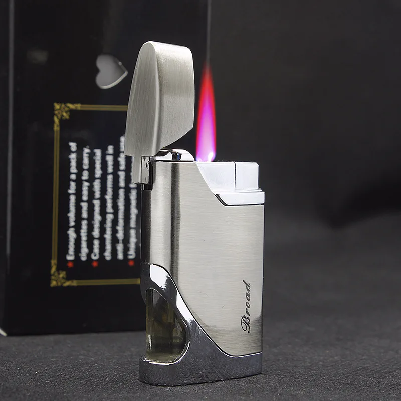 

Windproof Butane Gas Lighter with Transparent Gas Window Red Flame Turbo Torch Portable Cigar Lighters Smoking Accessories