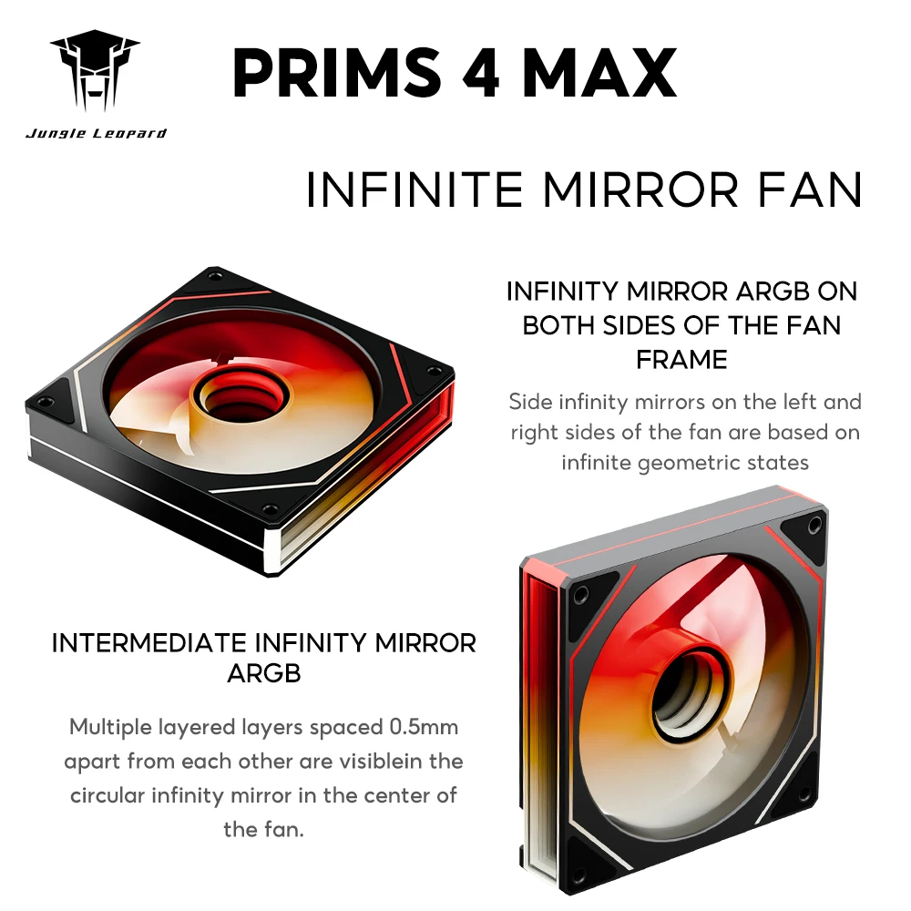 Jungle Leopard Prism 4MAX Chassis Fan 12CM Heat Dissipation Non Building Block Divine Light Synchronous Side Infinite Mirror PWM