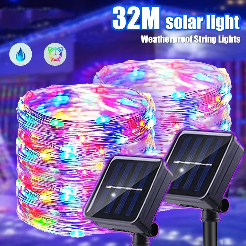 Outdoor Solar String Light 32M 300LED Waterproof Fairy Lamp for Waterproof Decorative String Lamps in Courtyard Garden Christmas