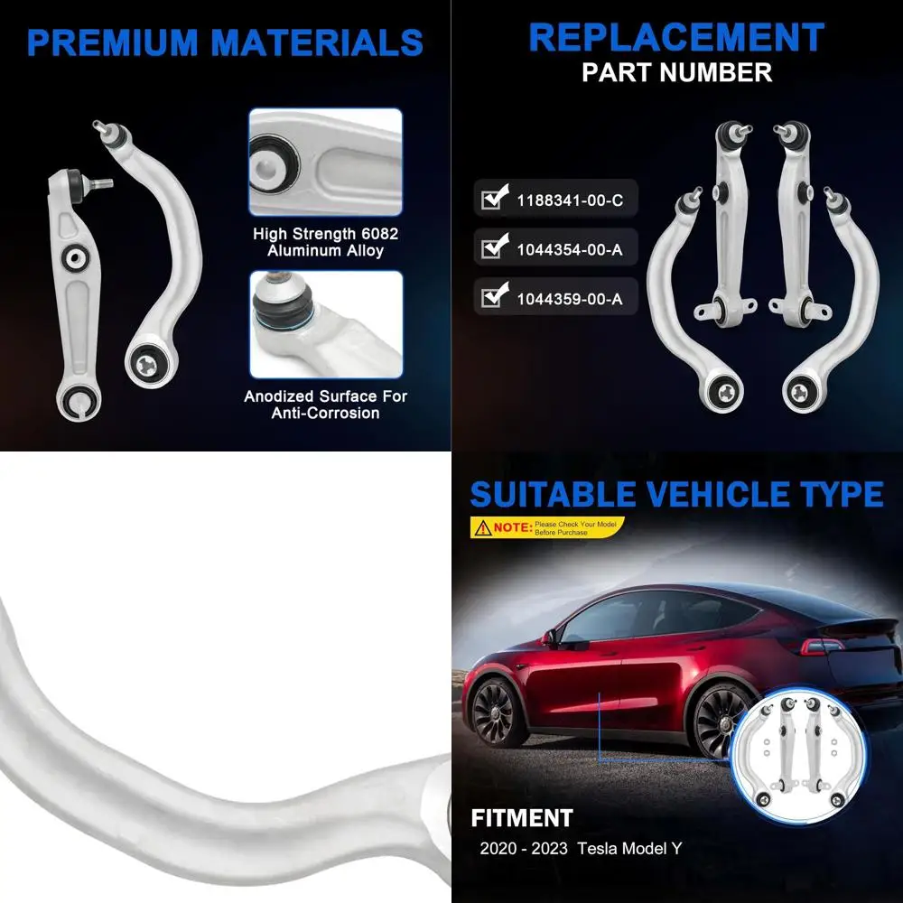 

Передние левые и правые нижние рычаги, совместимые с Tesla Model Y 2020-2023, комплект для замены рычага подвески из 4 предметов, 188341-00-C 10