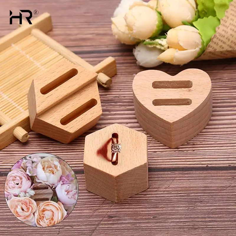 Wooden Hexagon Ring Display Stand Couples Rings Storage Rack Jewelry Holder Tray Organizer Gifts