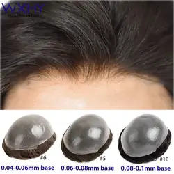 Double Knotted Silicone Microskin Toupee Men Male Hair Prosthesis 100% Natural Human Hair Men's Wigs Durable Capillary Prothesis