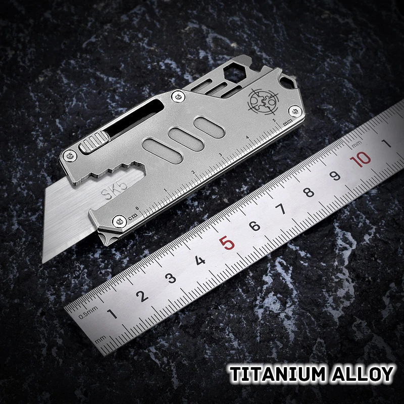 Multifunction Titanium Alloy Utility Knife Outdoor Camping Multitool Hexagonal Screwdriver Bottle Opener Gift 10pcs SK5 Blade