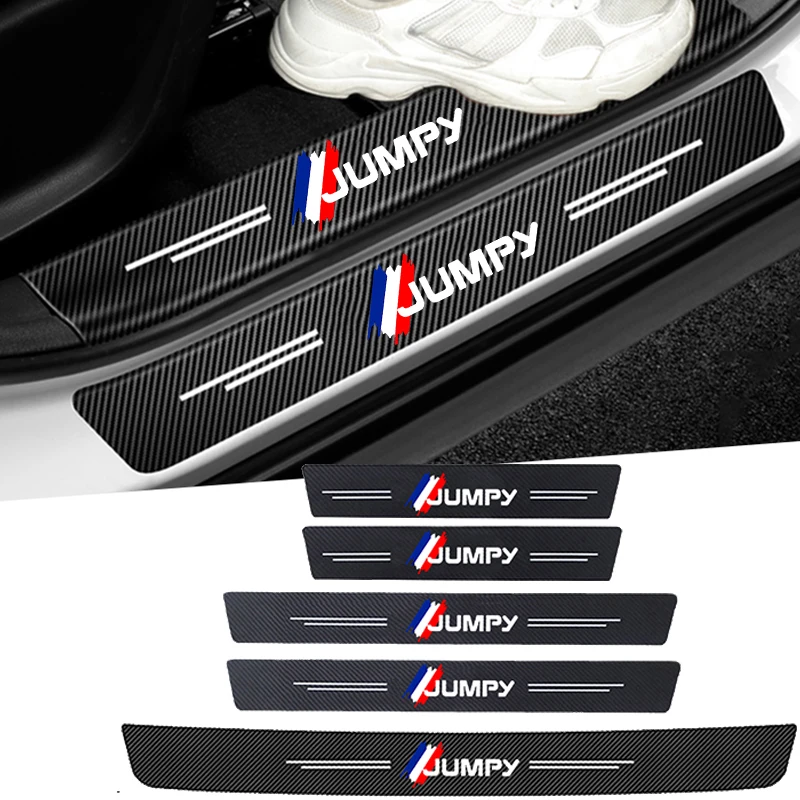 For Citroen JUMPY Logo Car Door Rear Trunk Sill Threshold Stickers Strip Tape Waterproof Carbon Fiber Protect Film Accessories