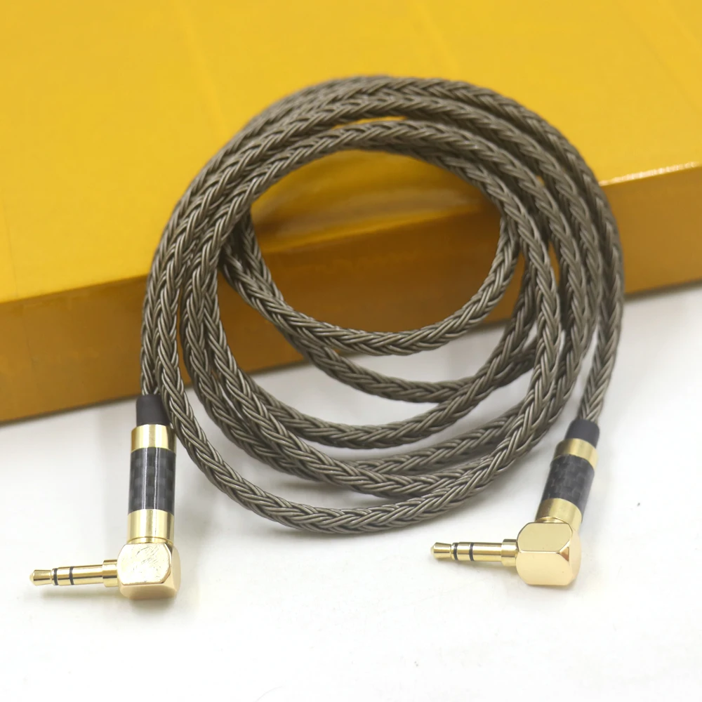 

16 Core 7N OCC 3.5mm male to 3.5mm male 90 Degree Right Angle audio input cable speaker line for Car Headphone MP3/4 Aux Cord