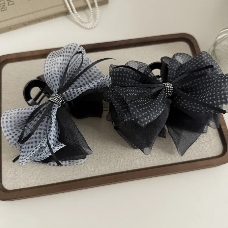 korea big bow hair clip claw for women Elegant polka dot Shark claw clips girls lagre claw clips for thick hair acessórios