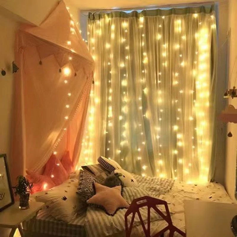 USB Remote Festoon LED Fairy Light, Janela String Lights, Curtain Lights, Festa de casamento, Decoração de Natal, Quarto, Casa, 8 Modos